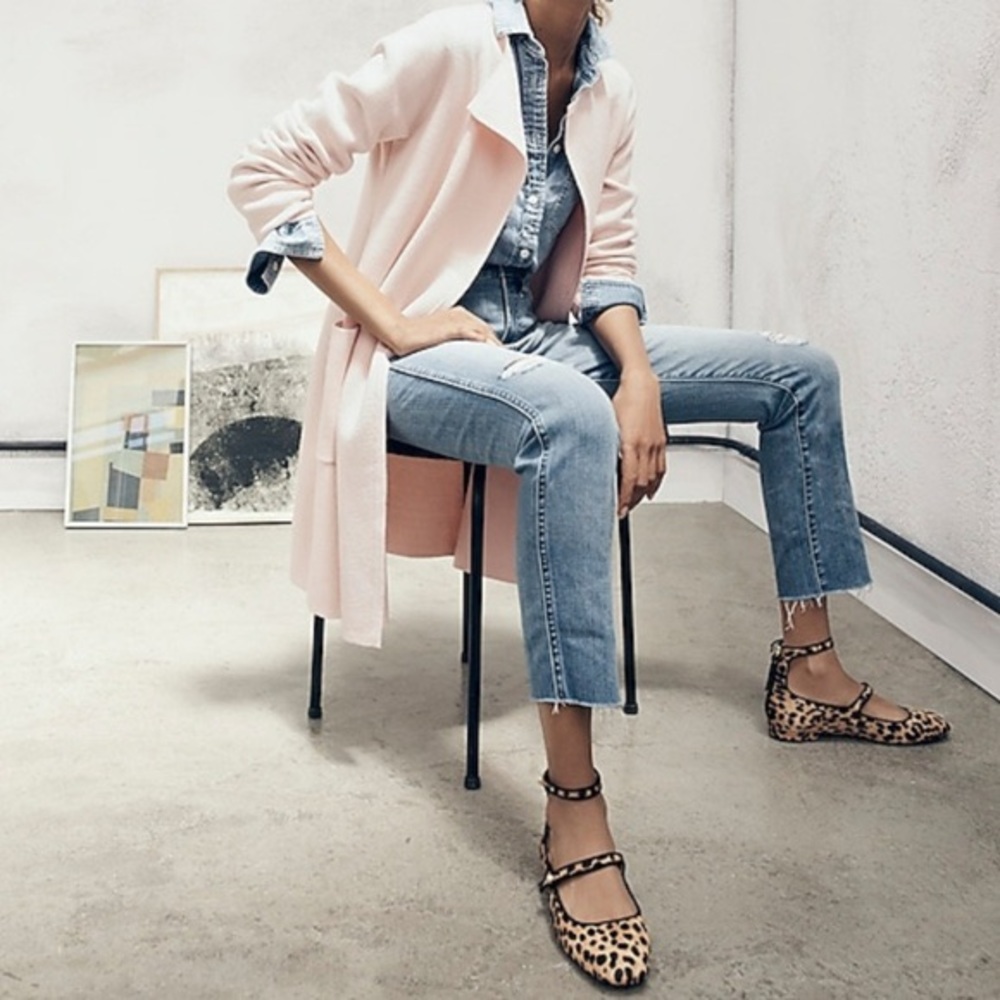 J. Crew Poppy two-strap ballet flats in leopard calf hair